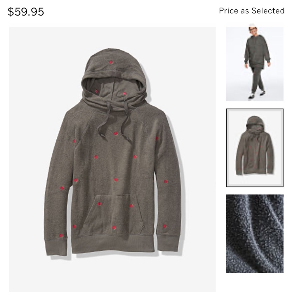 Victoria secret pink rose gray hoodie medium new